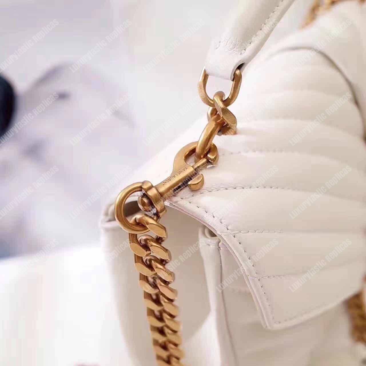 Saint Laurent Classic Medium College Monogram White Gold-Toned
