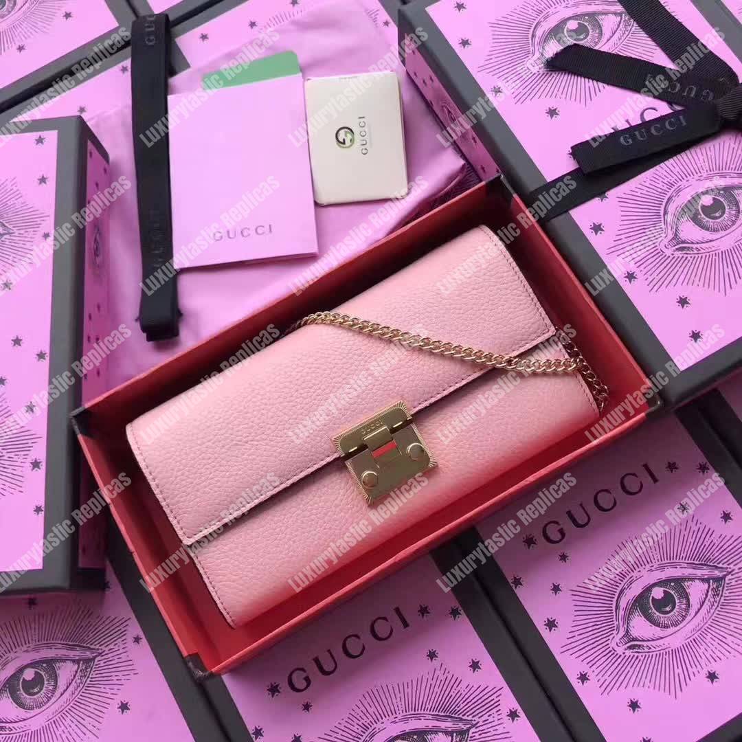 G*u*i padlock continental wallet pink