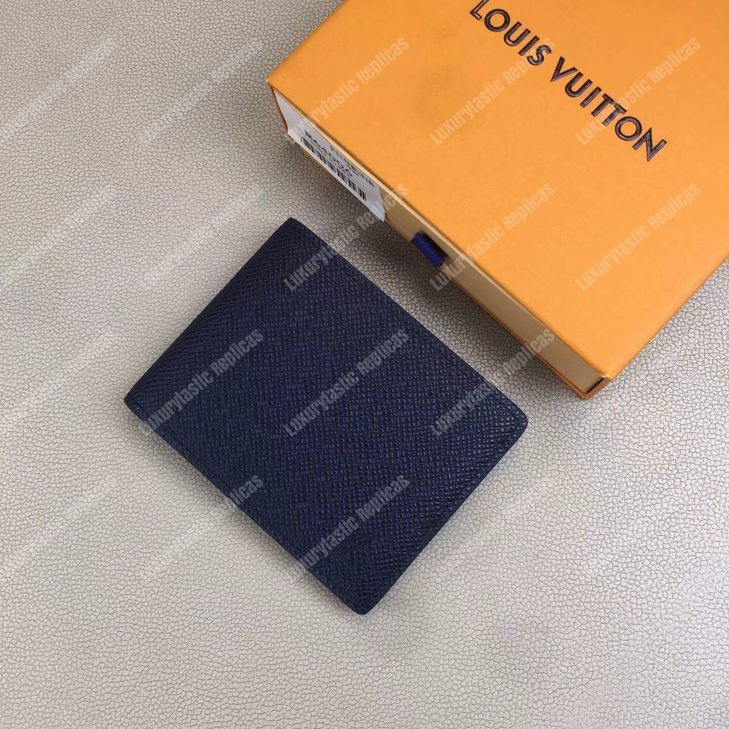 LV Slender ID Wallet Taiga Leather Bleu Marine