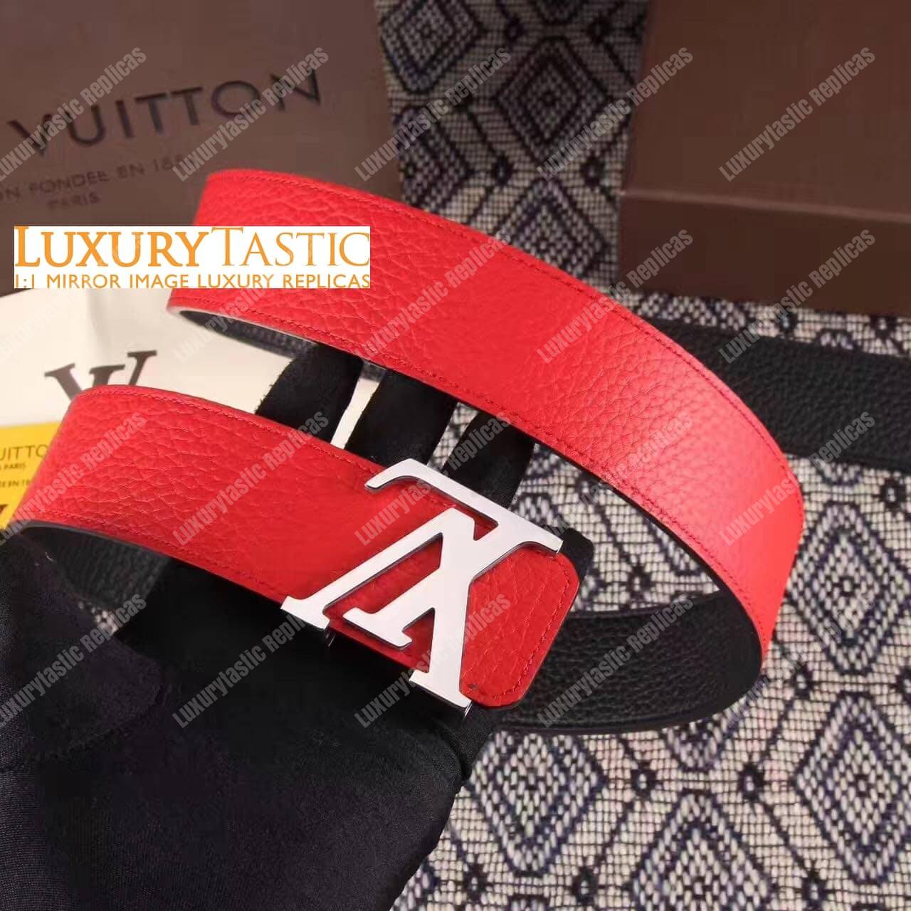 LV Silver Initiales 40MM Reversible Leather Belt