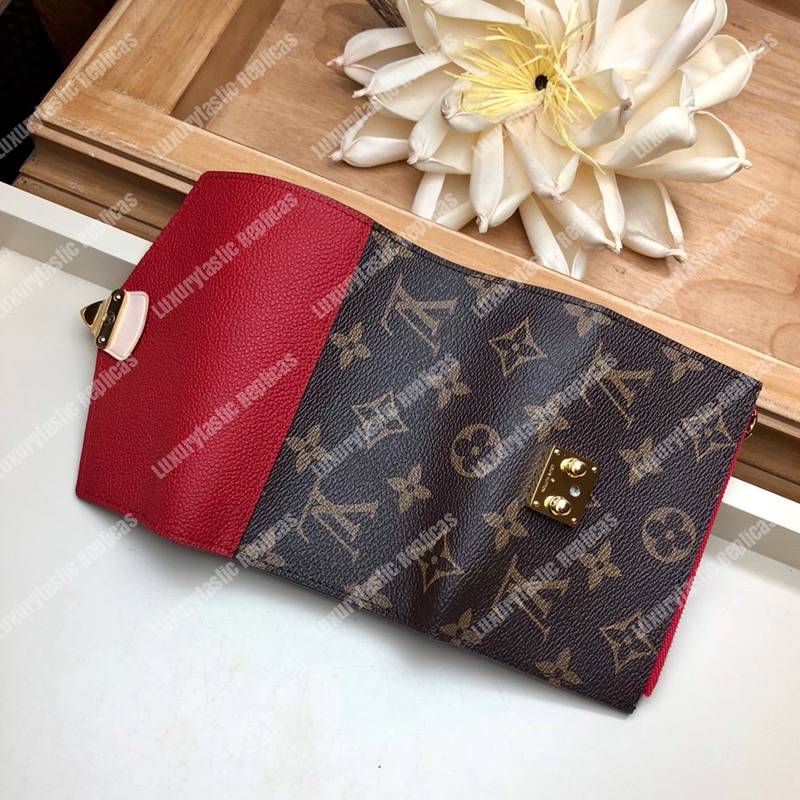 LV Pallas Compact Wallet Monogram Cerise Red