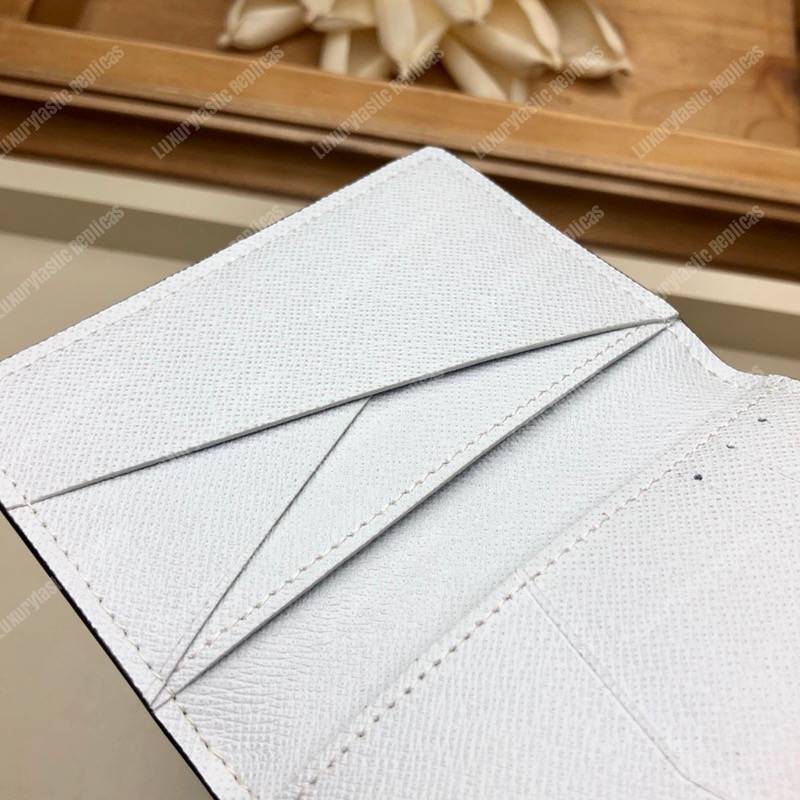 LV Pocket Organiser K45 Taiga Monogram White