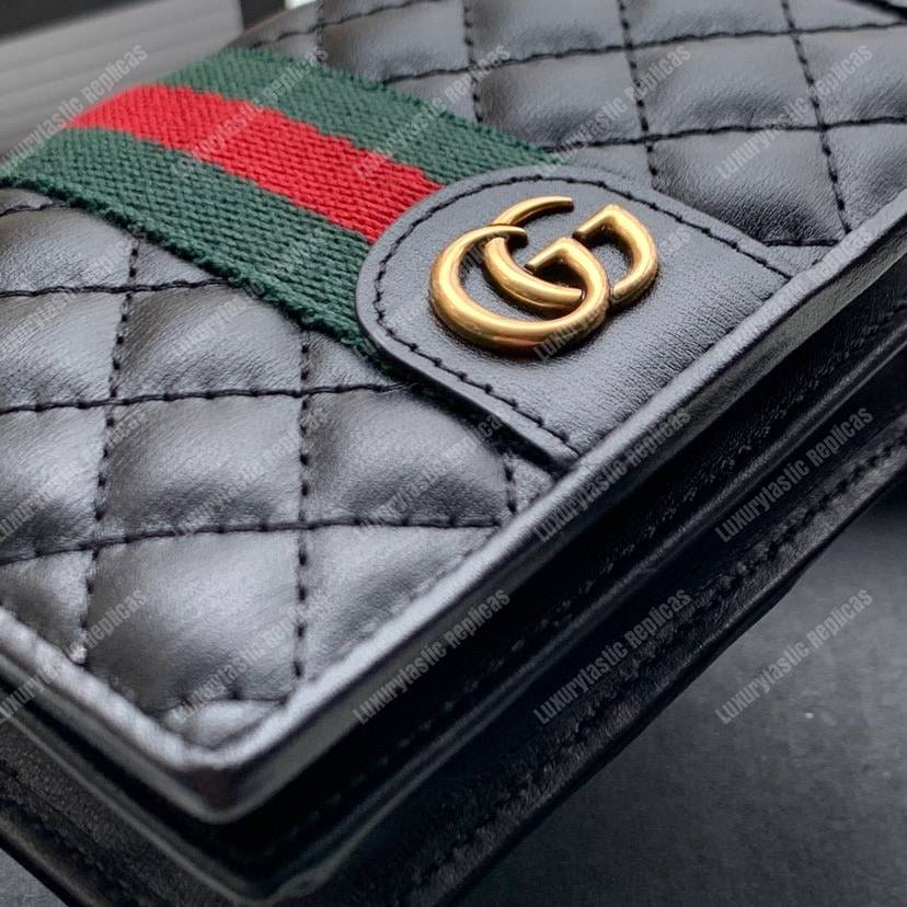 G*u*i leather card case with double g black