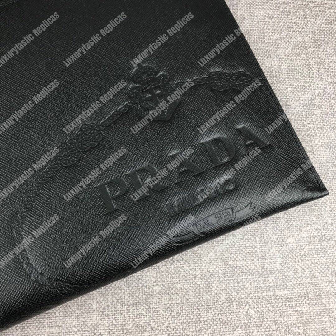 Pra*a saffiano leather document holder black