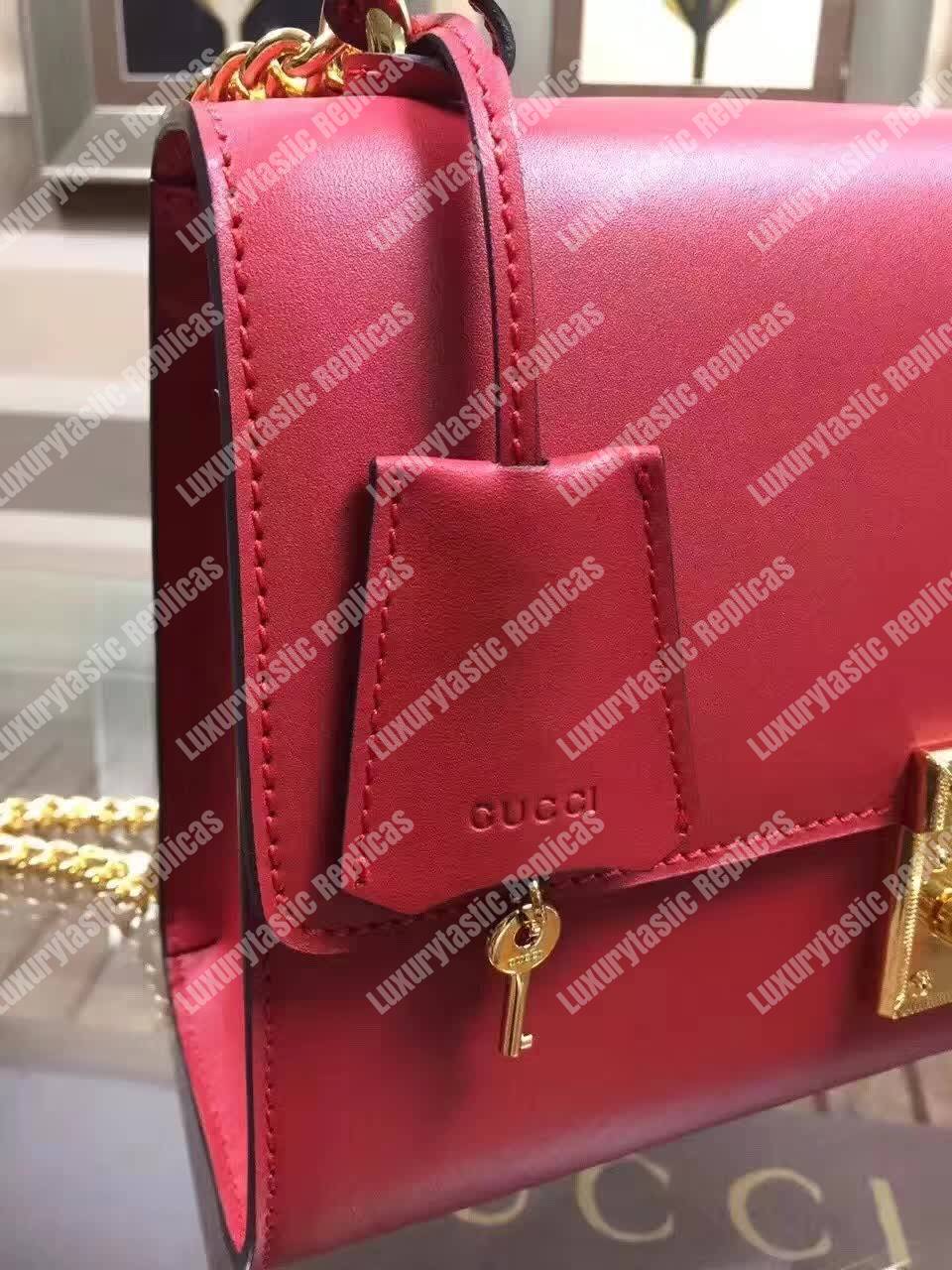 G*u*i padlock leather shoulder bag red