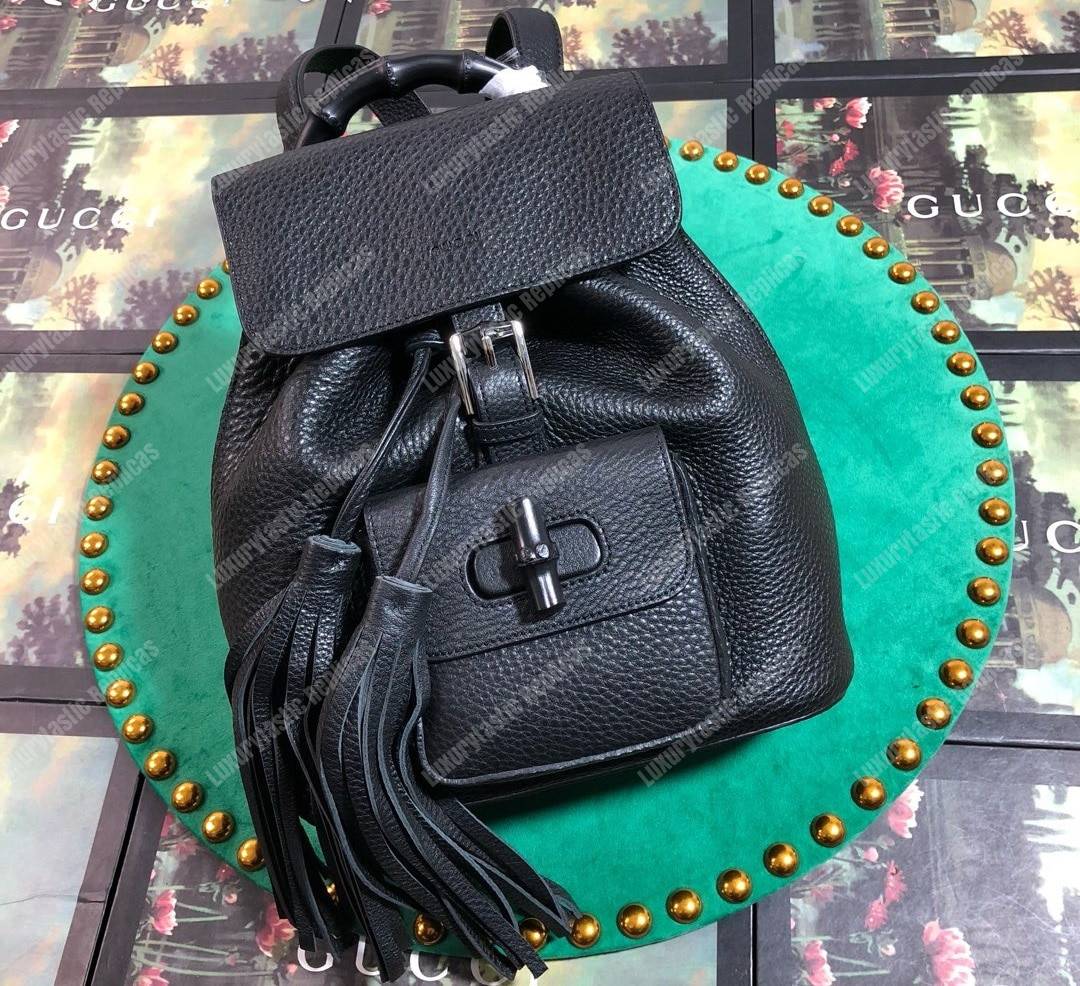 G*u*i leather bamboo tassel mini backpack black