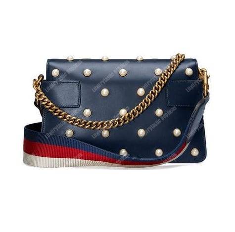 G*u*i broadway leather mini bag navy blue