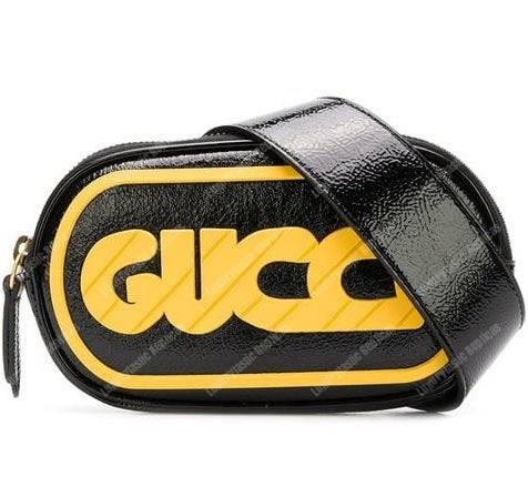 G*u*i oval belt bag rubber logo black