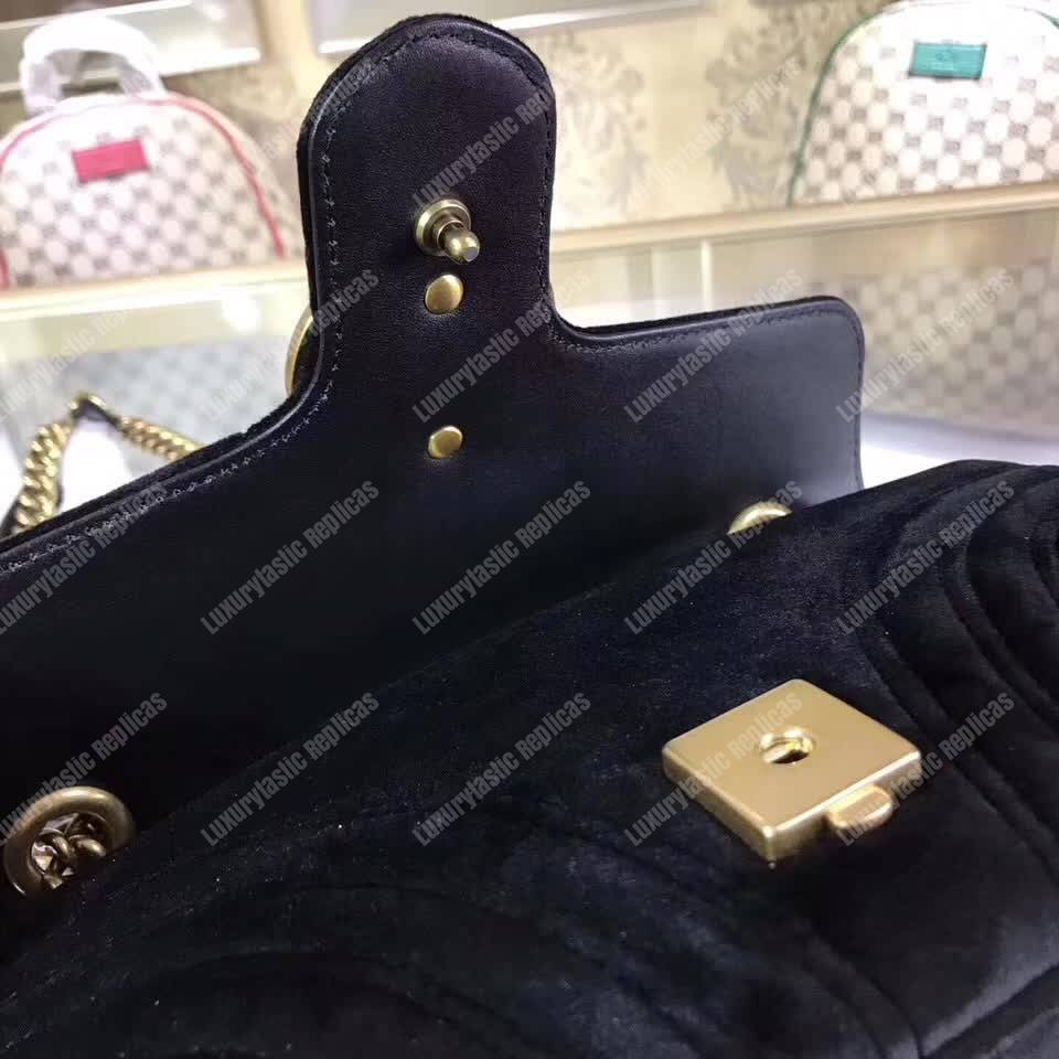 G*u*i gg marmont velvet shoulder bag black