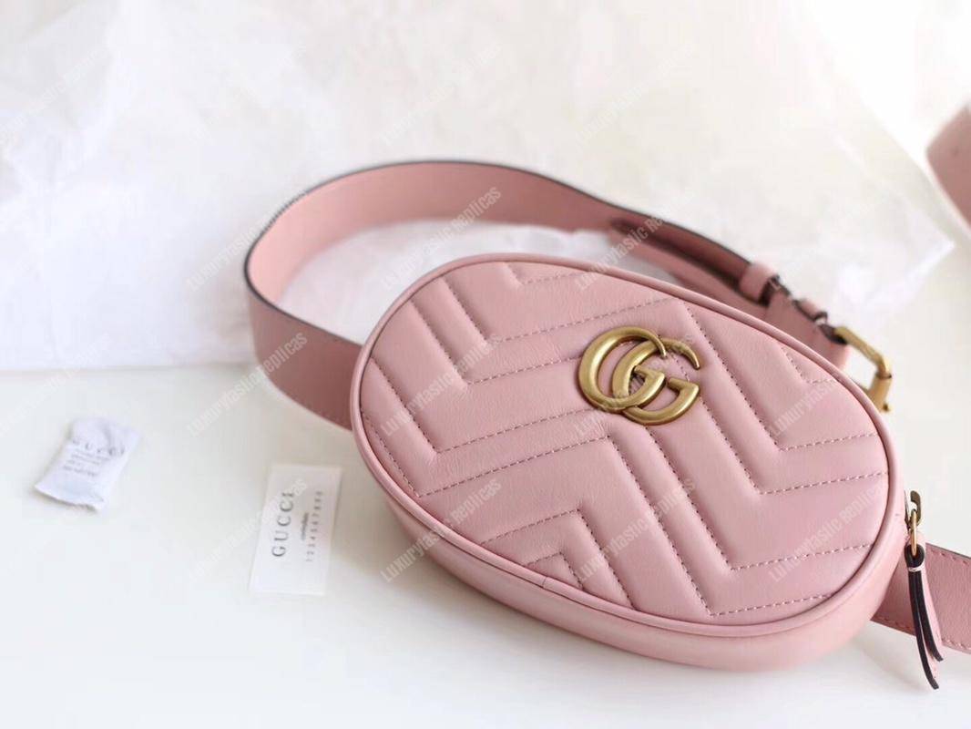 G*u*i gg marmont matelassé leather belt bag pink