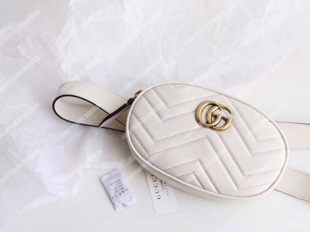 G*u*i gg marmont matelassé leather belt bag white