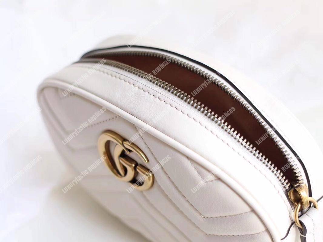 G*u*i gg marmont matelassé leather belt bag white