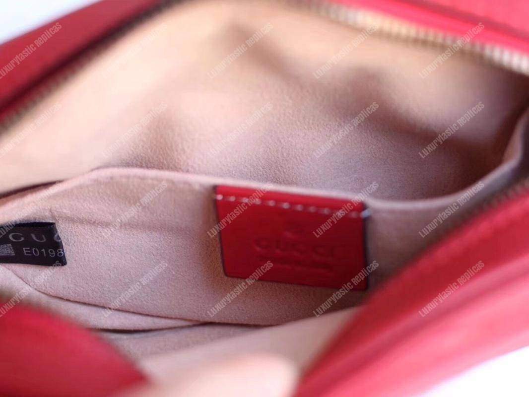 G*u*i gg marmont matelassé leather belt bag hibiscus red