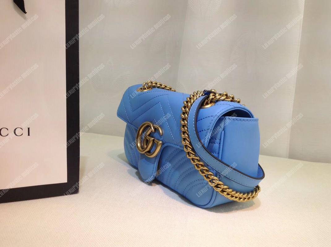 G*u*i gg marmont matelassé mini bag light blue