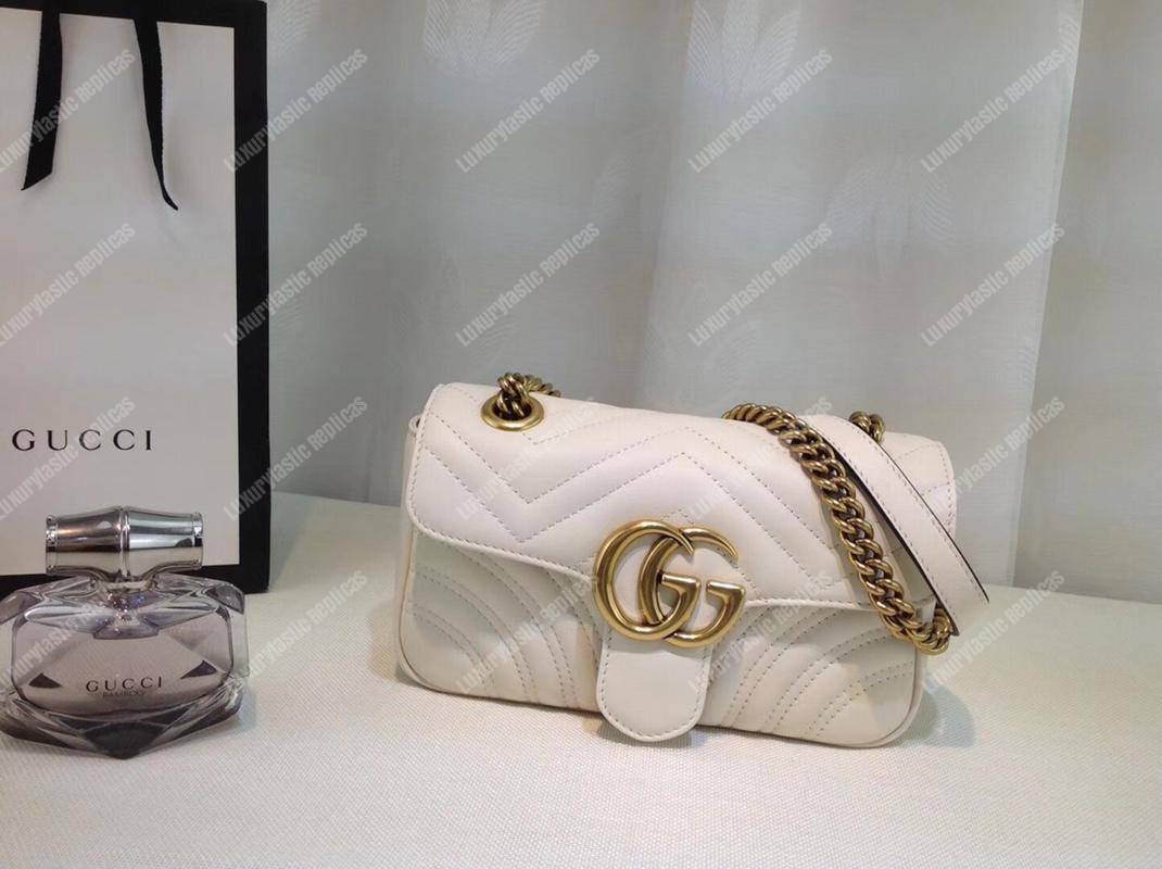 G*u*i gg marmont matelassé mini bag white
