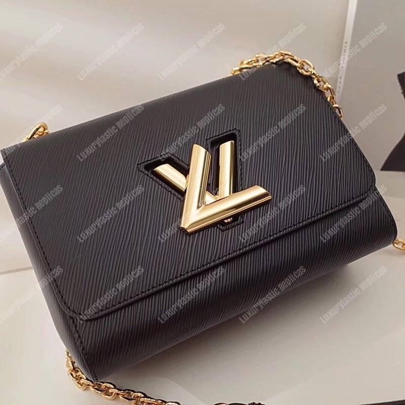 LV Twist MM Epi Leather Black Gold-Colored Lock