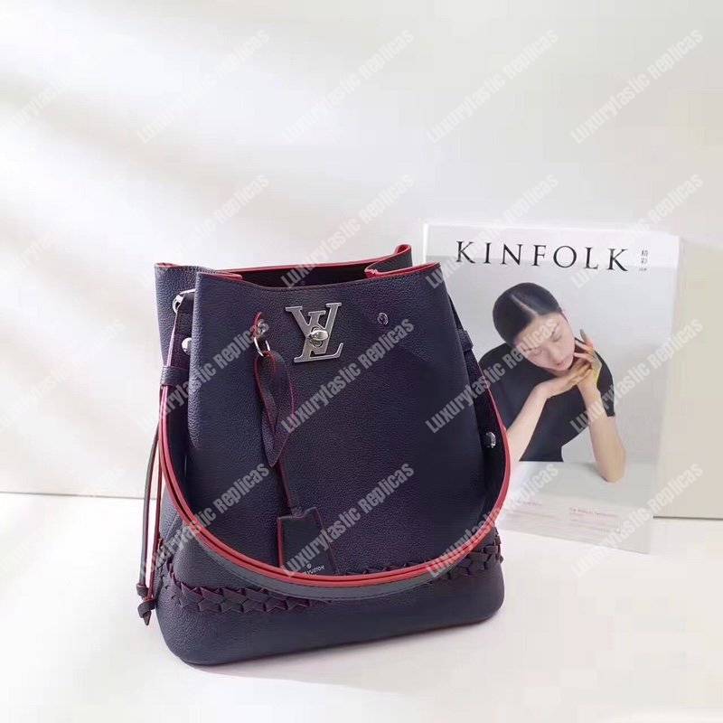 LV Lockme Bucket Marine Rouge Braided