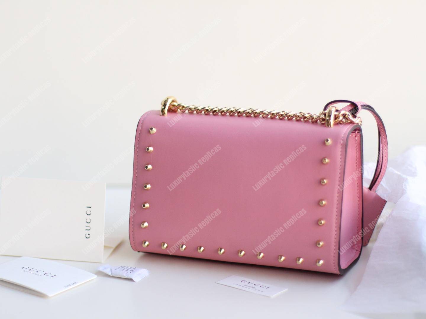 G*u*i padlock shoulder bag pink with pearls