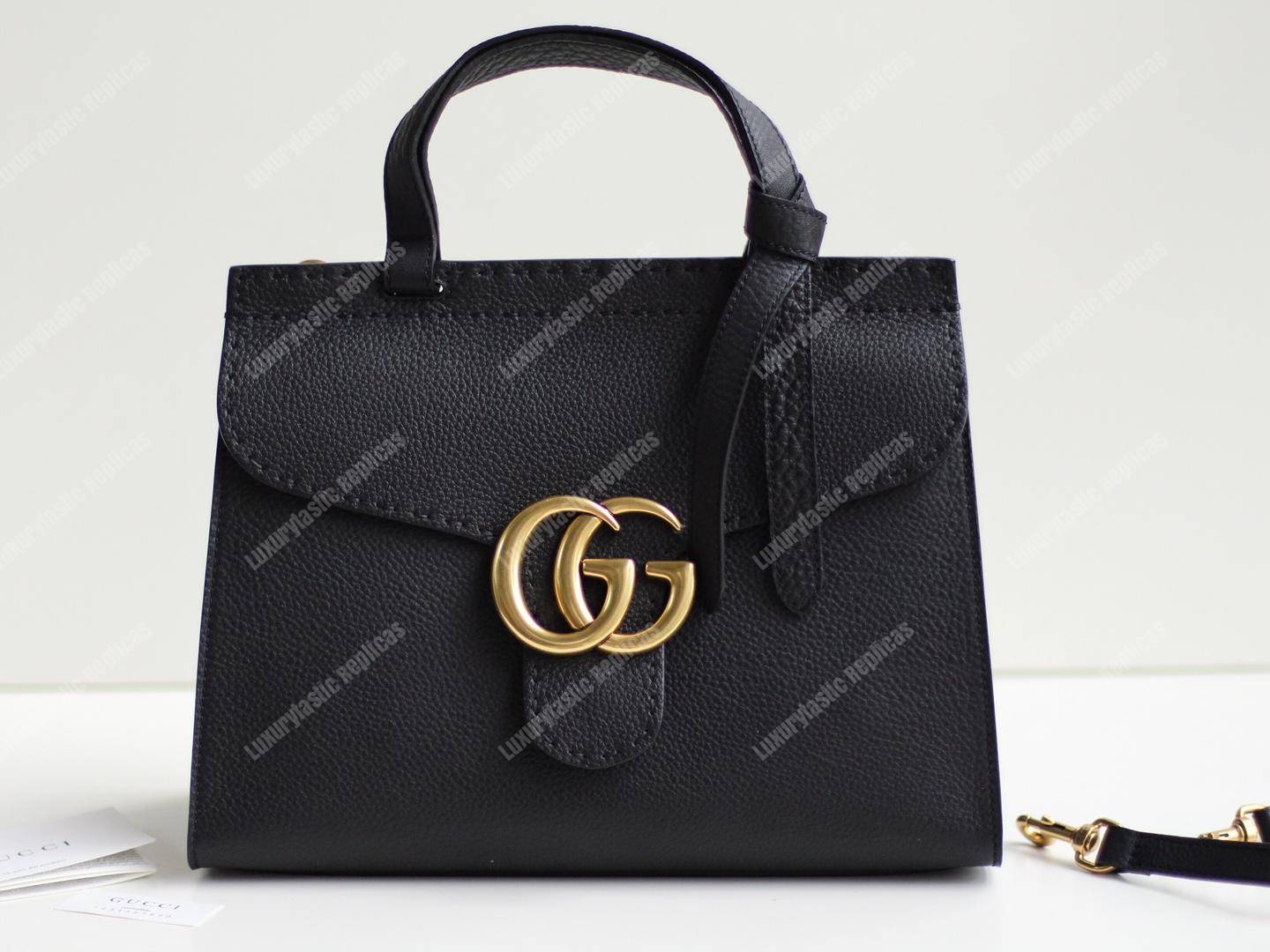 G*u*i gg marmont small top handle bag lightweight leather black