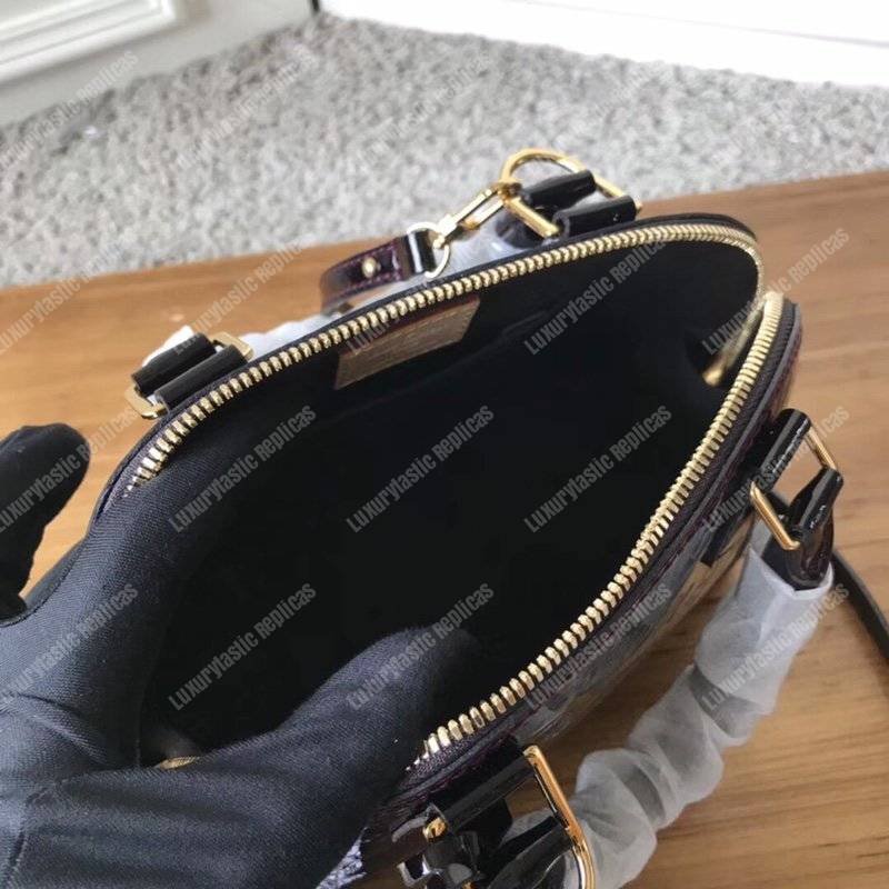 LV Alma BB Monogram Vernis Leather Amarante