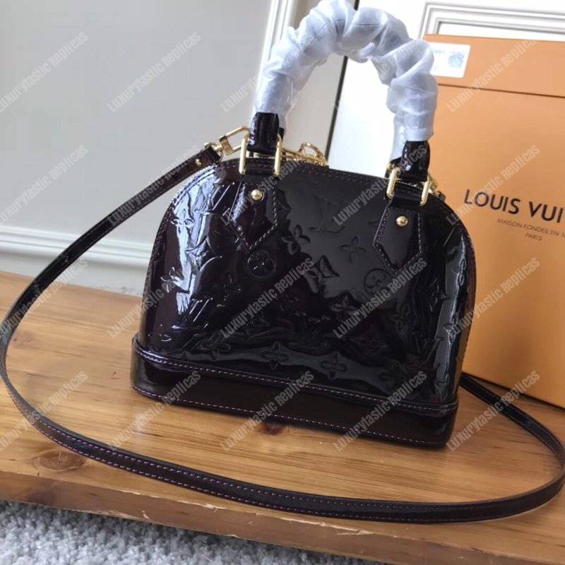 LV Alma BB Monogram Vernis Leather Amarante