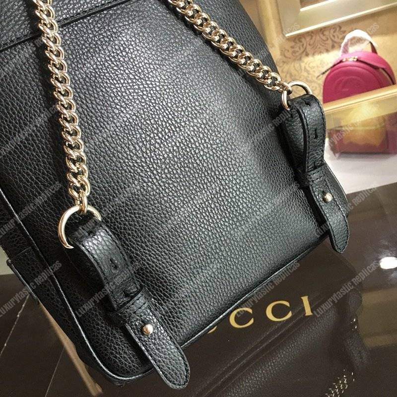 G*u*i soho leather chain backpack black