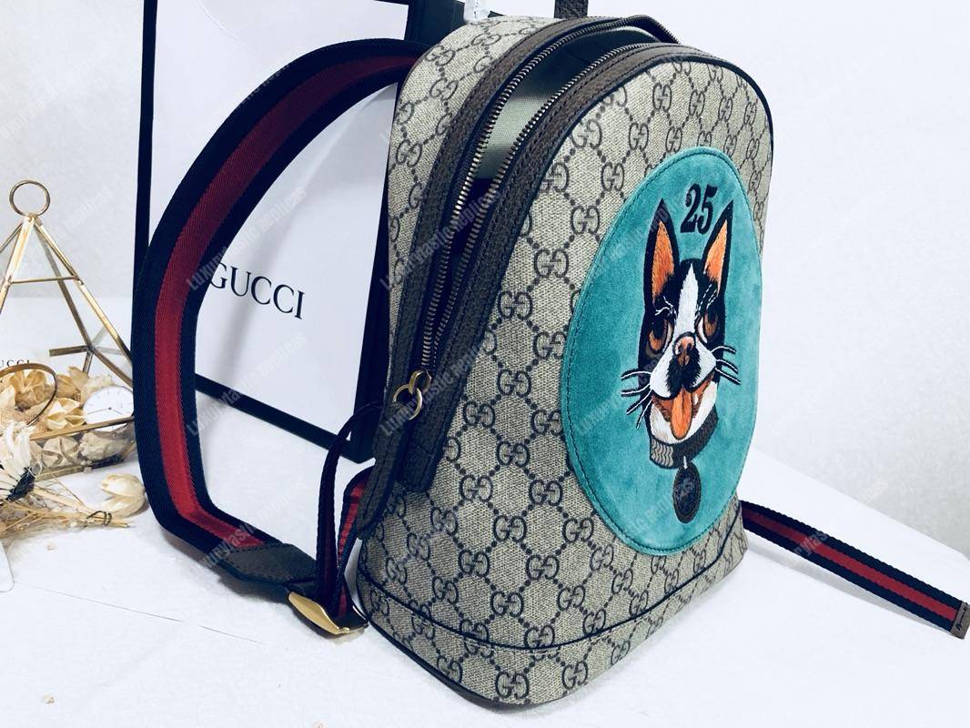 G*u*i blue bosco patch gg sup*e backpack﻿ bag
