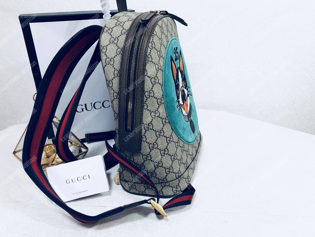G*u*i blue bosco patch gg sup*e backpack﻿ bag