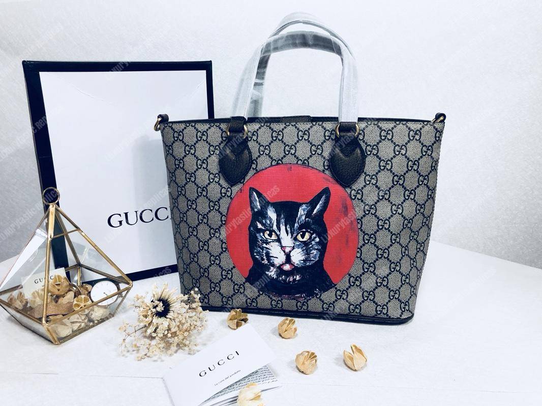 G*u*i mystic cat patch gg sup*e tote bag