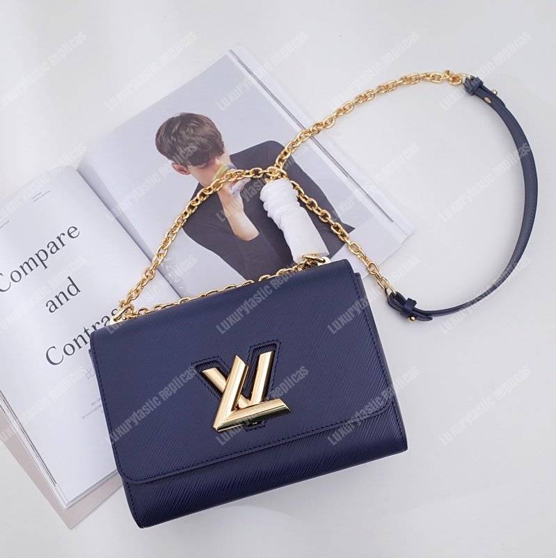 LV Twist MM Epi Leather Indigo Gold-Colored Lock