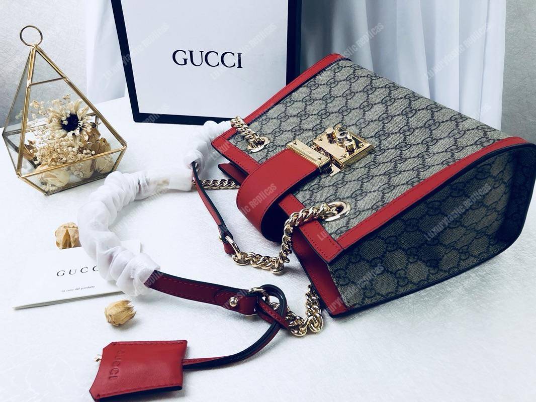 G*u*i padlock medium gg shoulder beige/ebony red