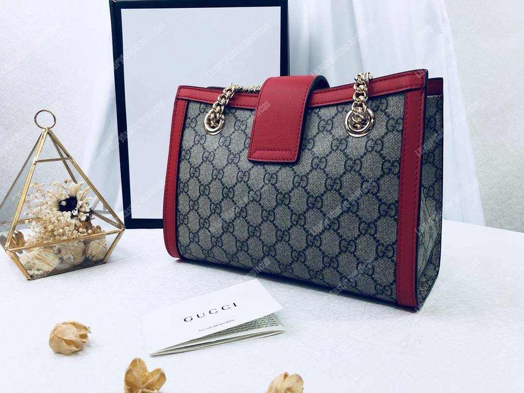 G*u*i padlock medium gg shoulder beige/ebony red