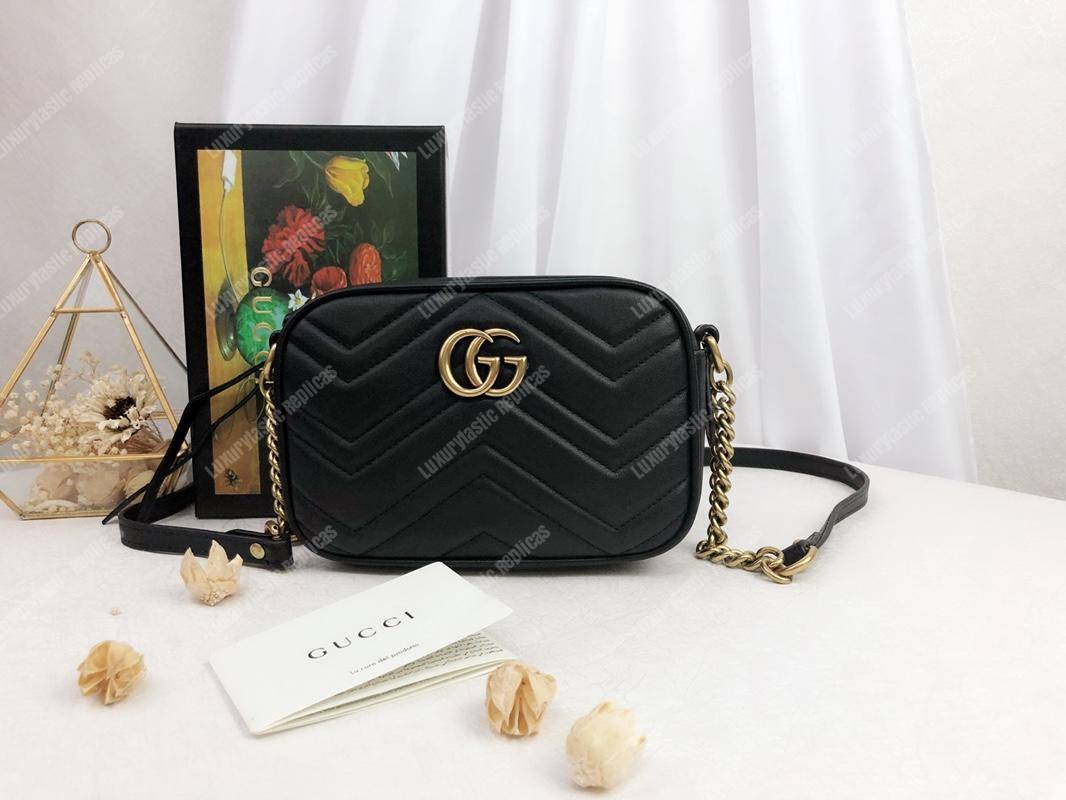 G*u*i gg marmont matelassé mini bag black