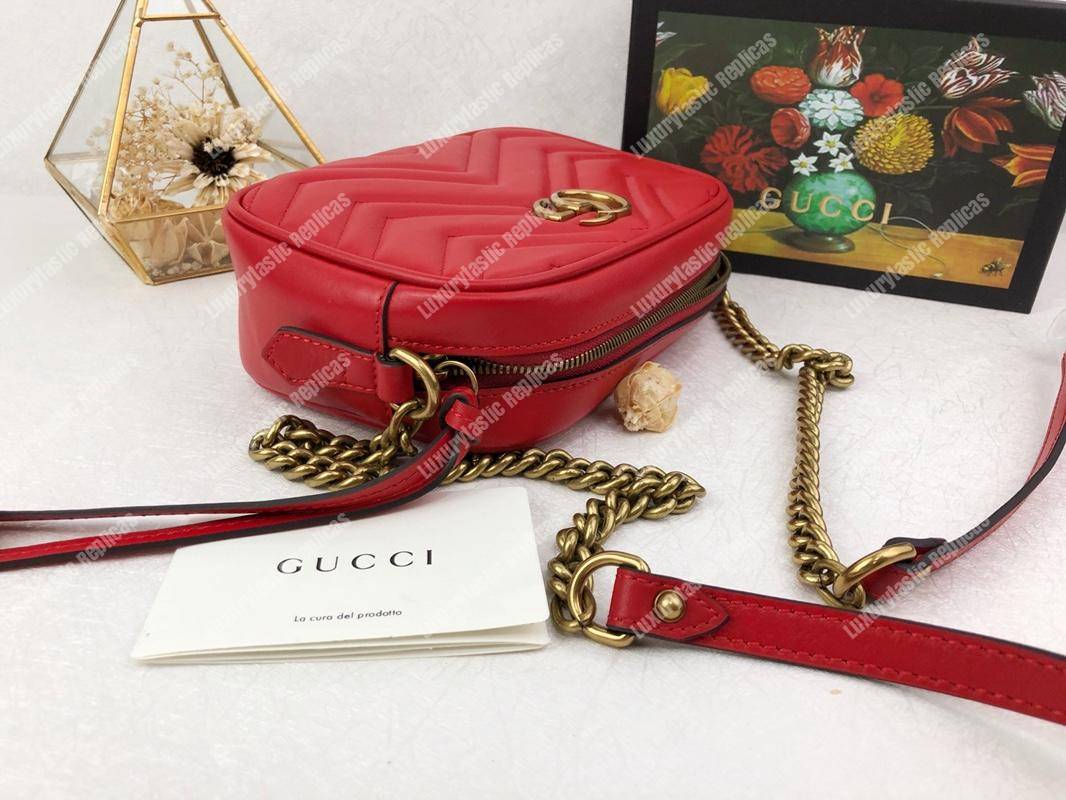 G*u*i gg marmont matelassé mini bag hibiscus red