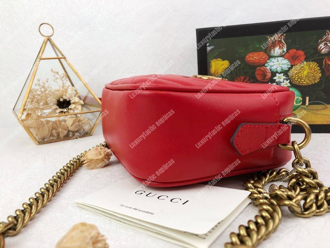 G*u*i gg marmont matelassé mini bag hibiscus red