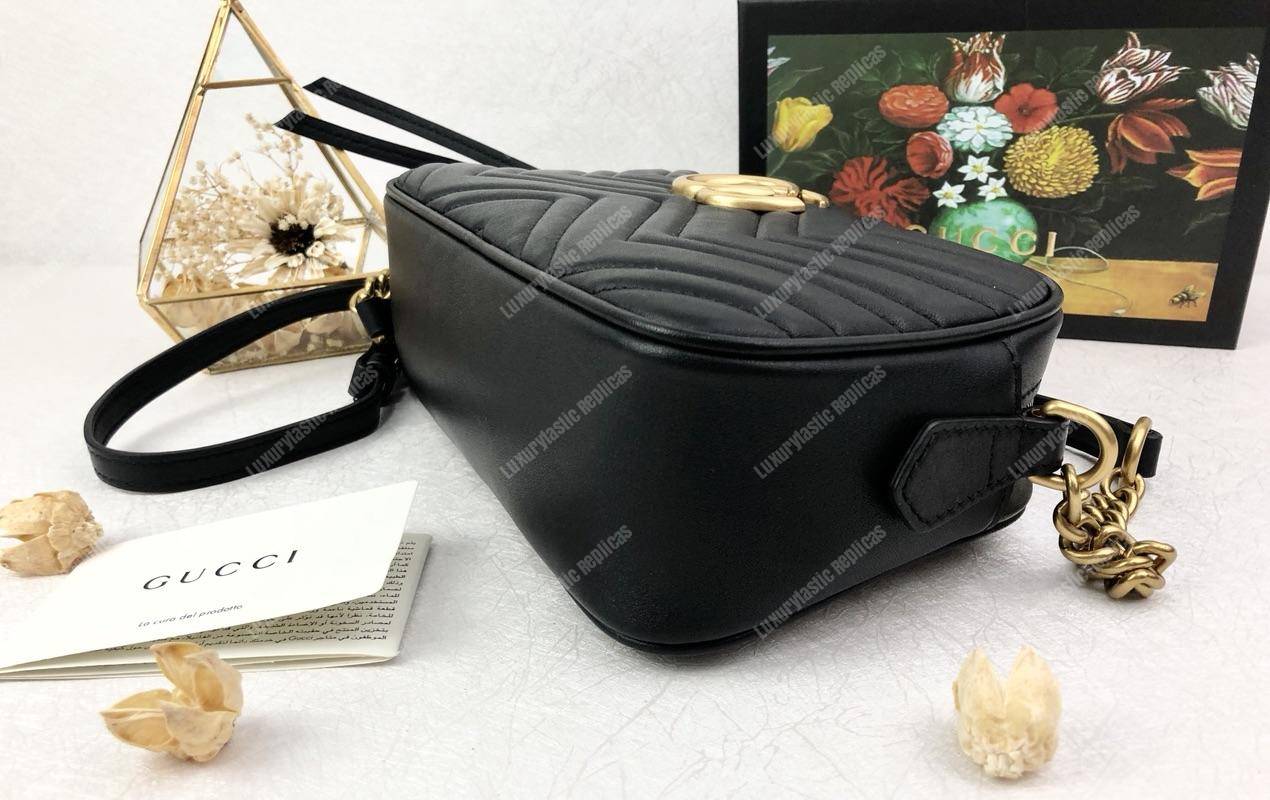 G*u*i gg marmont small matelassé shoulder bag black