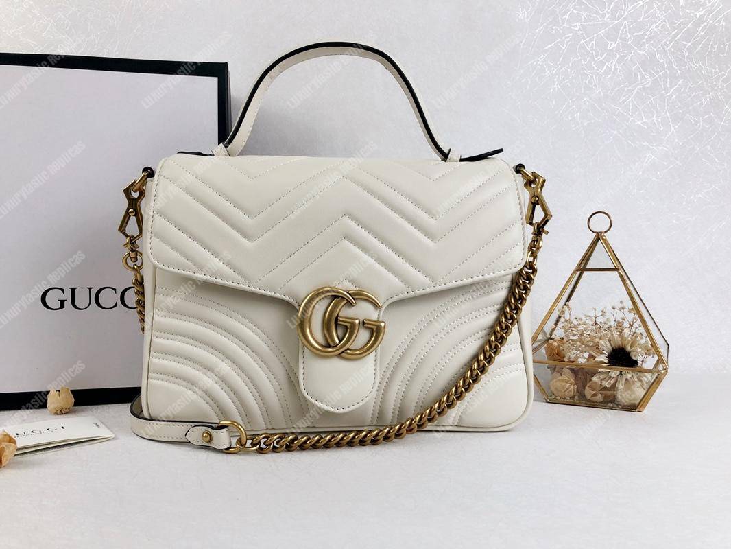 G*u*i gg marmont small top handle bag white