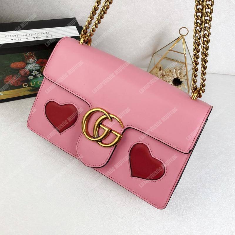 g*u*i gg marmont leather shoulder bag He**ts pink