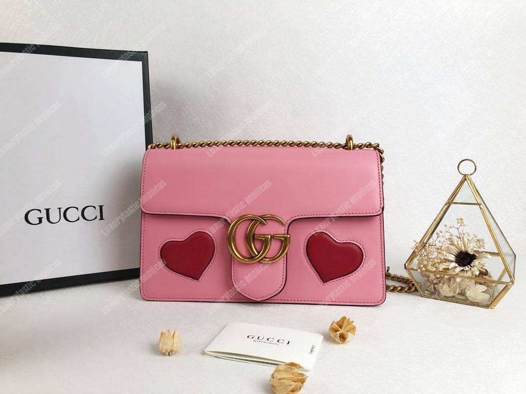 g*u*i gg marmont leather shoulder bag He**ts pink
