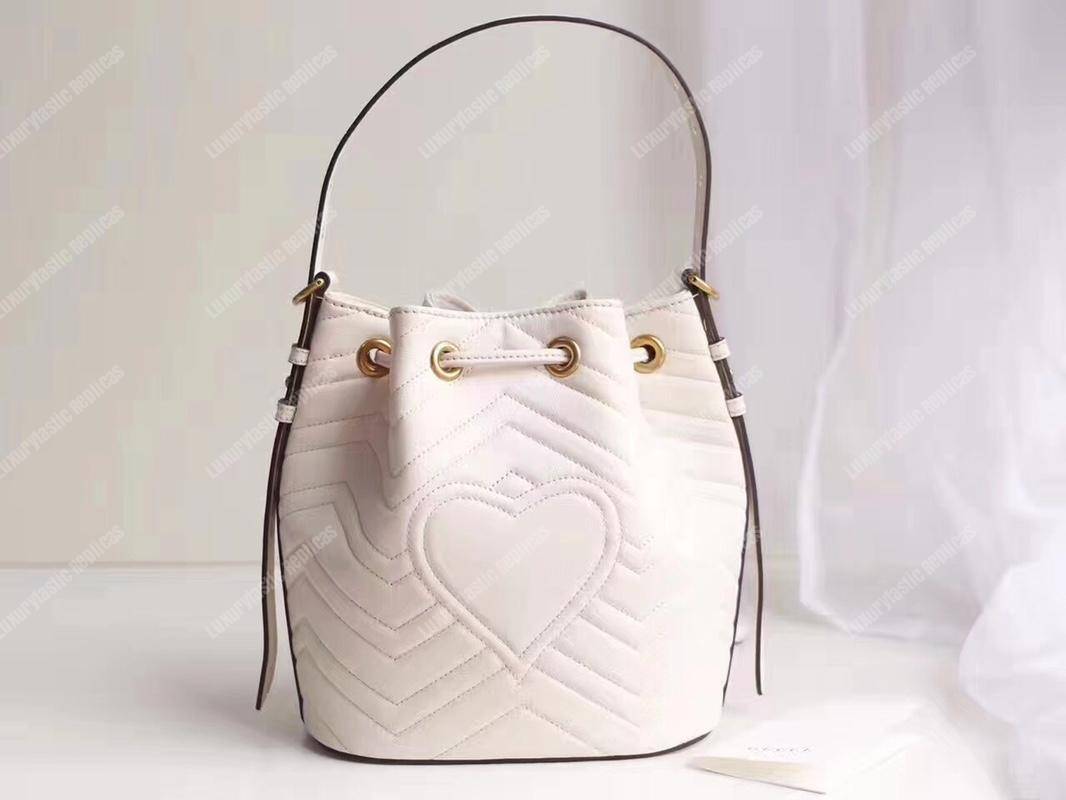 G*u*i gg marmont chevron leather bucket bag white