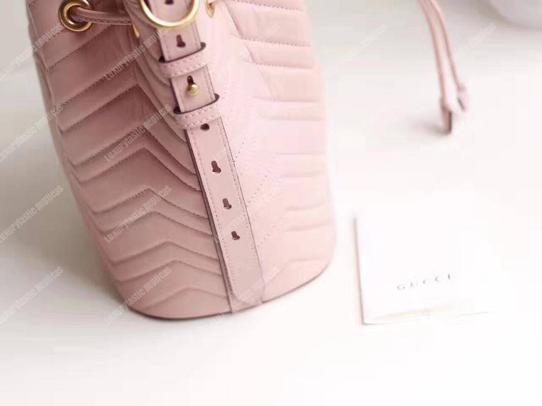 G*u*i gg marmont chevron leather bucket bag light pink