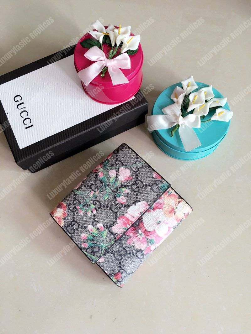 G*u*i gg blooms french flap wallet pink