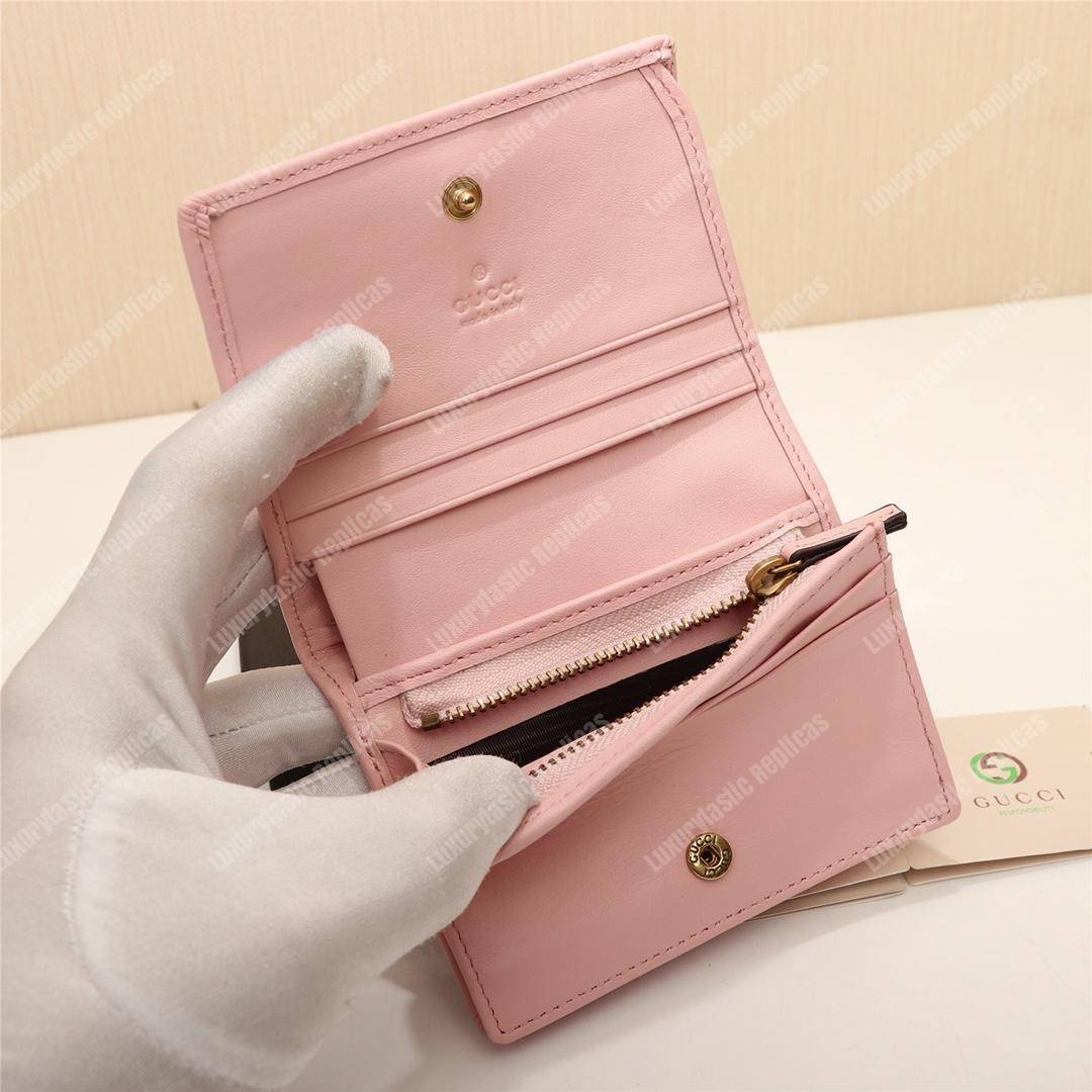 G*u*i gg purple G*u*ighost print matelassé card case wallet pink