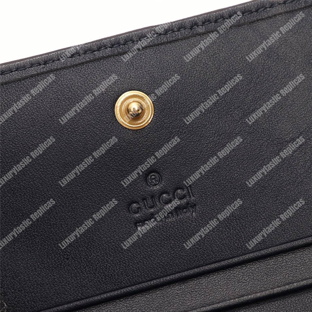G*u*i gg brown G*u*ighost print matelassé card case wallet black