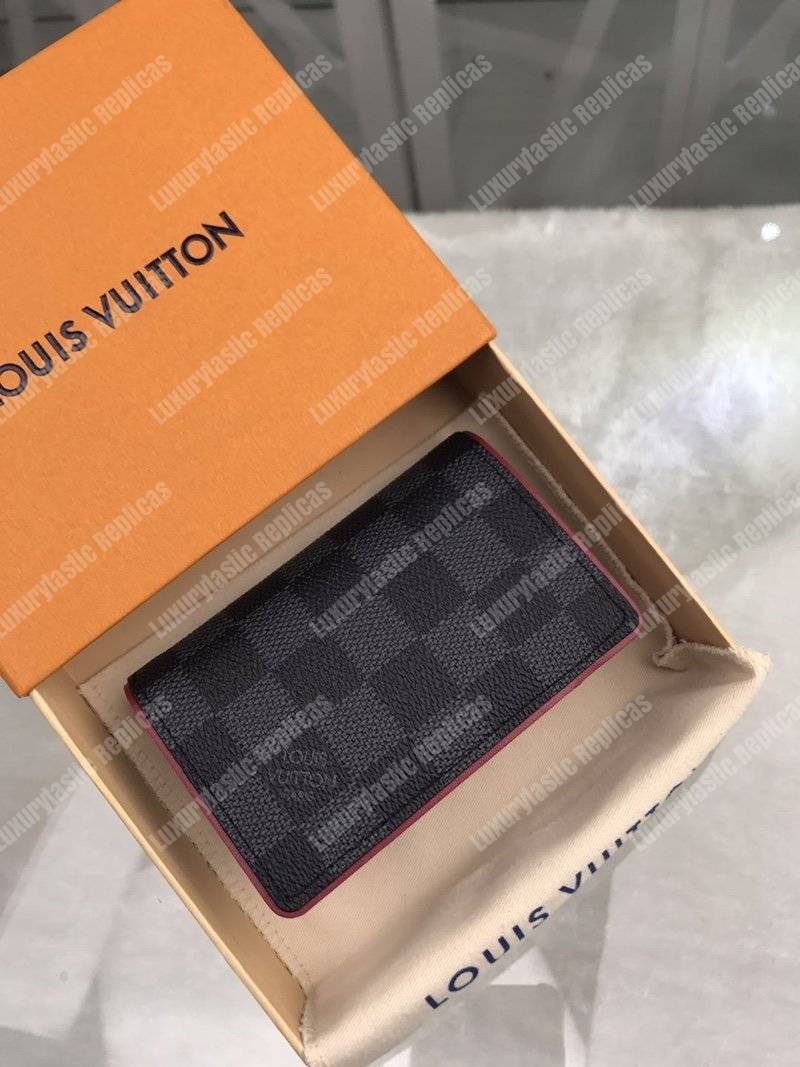 LV Pocket Organizer Damier Graphite Canvas Scarlet