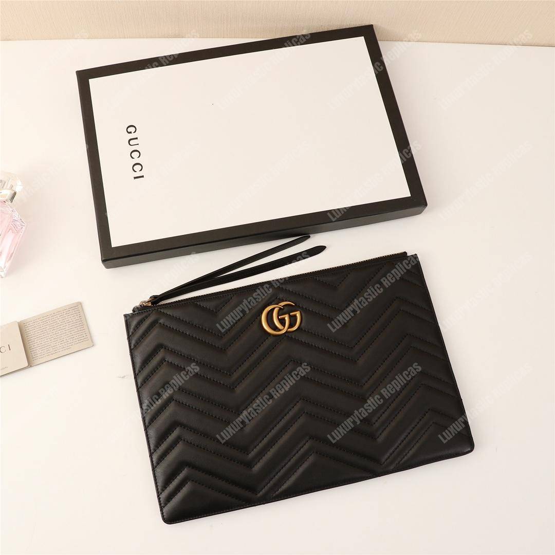 G*u*i gg marmont matelassé leather pouch black