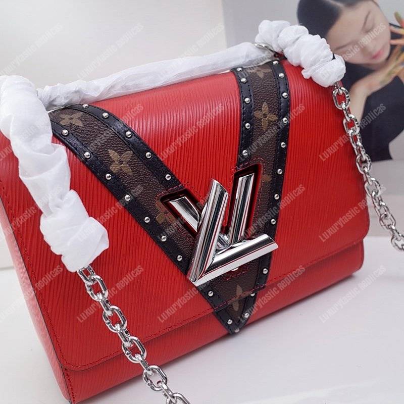 LV Twist MM Epi Leather V Signature Coquelicot