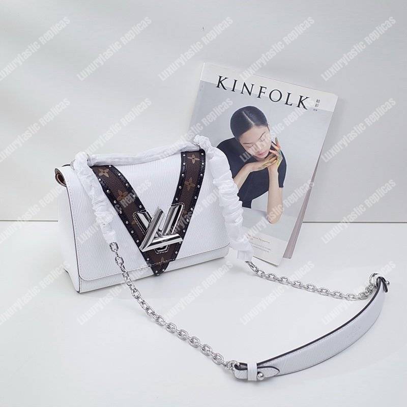 LV Twist MM Epi Leather V Signature Blanc