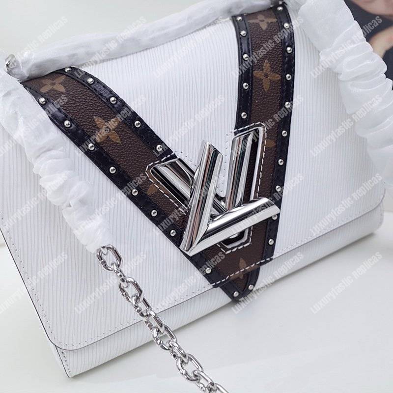 LV Twist MM Epi Leather V Signature Blanc