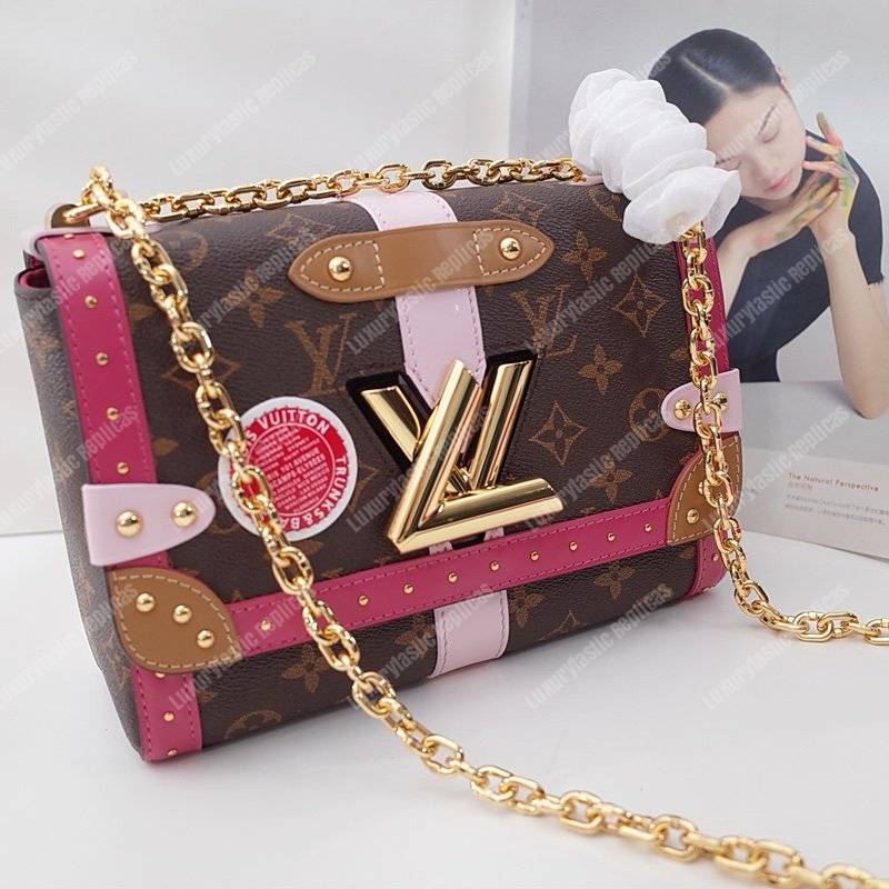 ﻿LV Twist MM Epi Leather With Monogram Canvas Pink